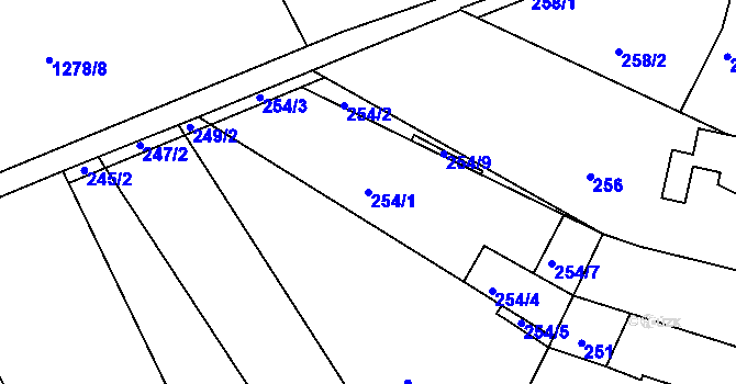 Parcela st. 254/1 v KÚ Jince, Katastrální mapa