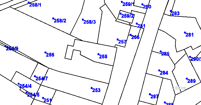 Parcela st. 255 v KÚ Jince, Katastrální mapa