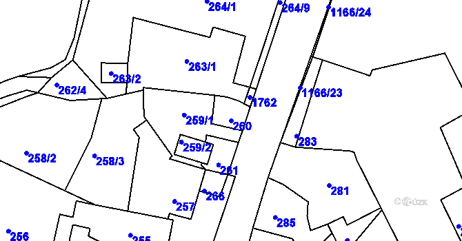 Parcela st. 260 v KÚ Jince, Katastrální mapa