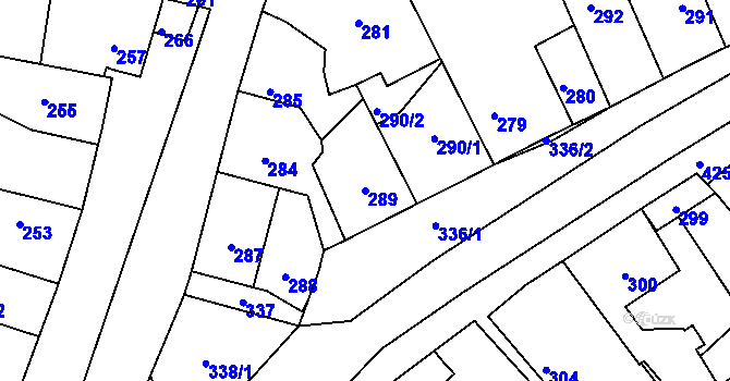 Parcela st. 289 v KÚ Jince, Katastrální mapa