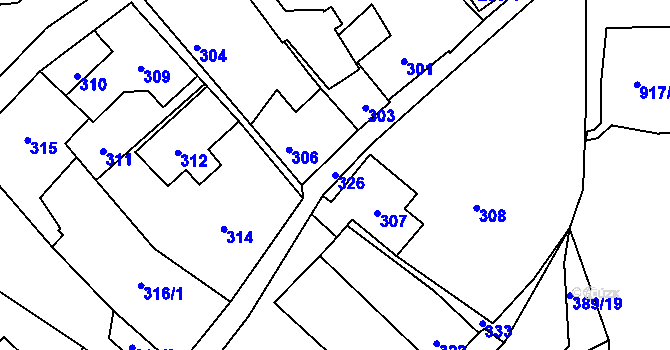 Parcela st. 326 v KÚ Jince, Katastrální mapa