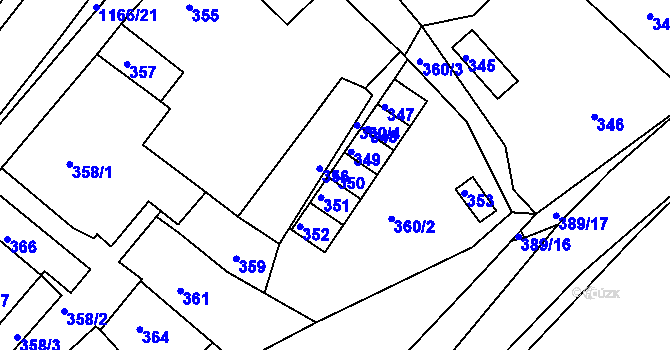 Parcela st. 350 v KÚ Jince, Katastrální mapa