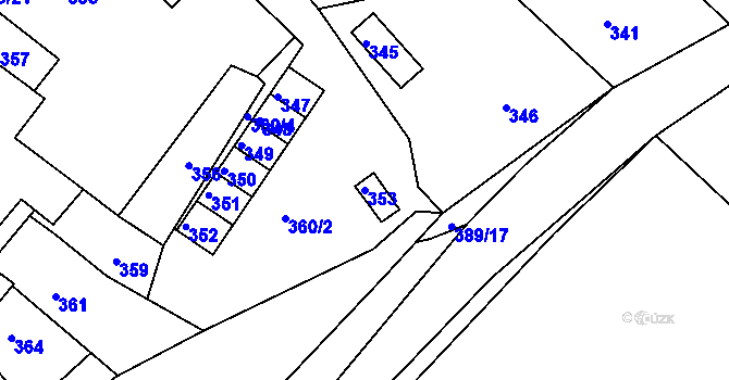 Parcela st. 353 v KÚ Jince, Katastrální mapa