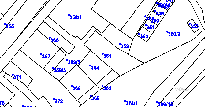 Parcela st. 361 v KÚ Jince, Katastrální mapa