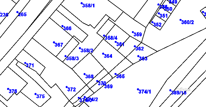 Parcela st. 364 v KÚ Jince, Katastrální mapa