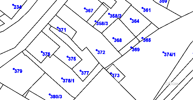Parcela st. 372 v KÚ Jince, Katastrální mapa