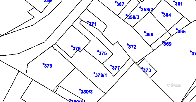Parcela st. 375 v KÚ Jince, Katastrální mapa