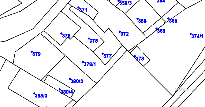 Parcela st. 377 v KÚ Jince, Katastrální mapa