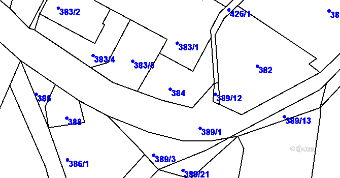 Parcela st. 384 v KÚ Jince, Katastrální mapa
