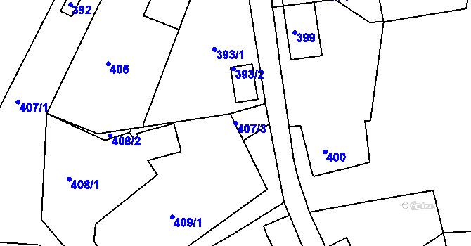 Parcela st. 407/3 v KÚ Jince, Katastrální mapa