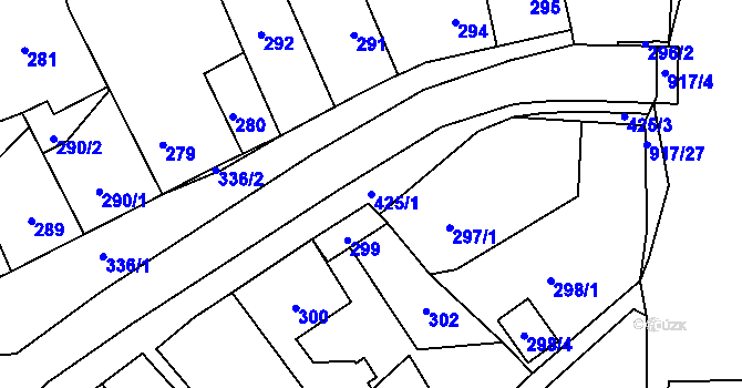 Parcela st. 425/1 v KÚ Jince, Katastrální mapa