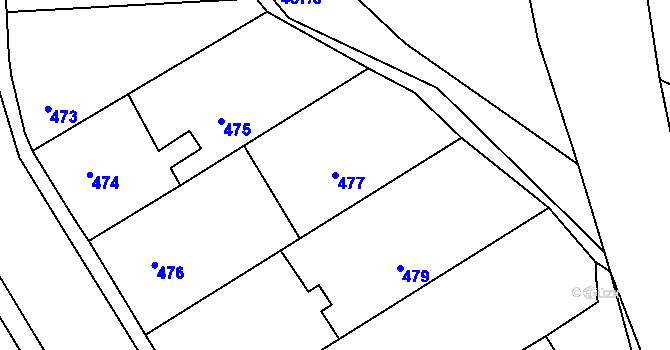 Parcela st. 477 v KÚ Jince, Katastrální mapa