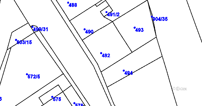 Parcela st. 492 v KÚ Jince, Katastrální mapa