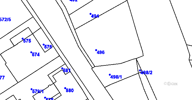 Parcela st. 496 v KÚ Jince, Katastrální mapa