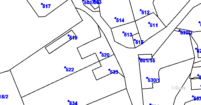 Parcela st. 520 v KÚ Jince, Katastrální mapa
