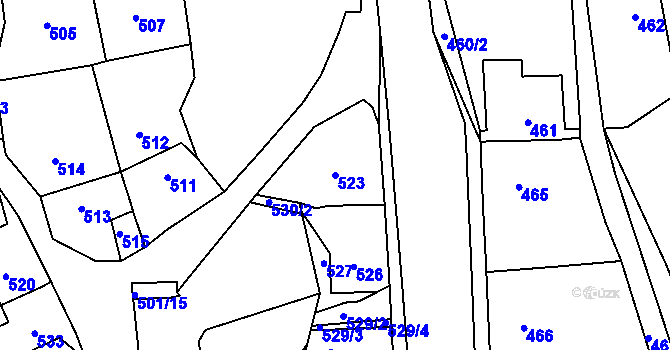 Parcela st. 523 v KÚ Jince, Katastrální mapa