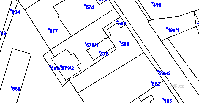 Parcela st. 578 v KÚ Jince, Katastrální mapa