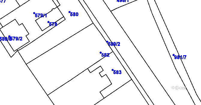 Parcela st. 582 v KÚ Jince, Katastrální mapa