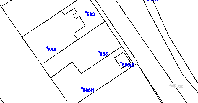 Parcela st. 585 v KÚ Jince, Katastrální mapa