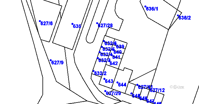 Parcela st. 632/4 v KÚ Jince, Katastrální mapa