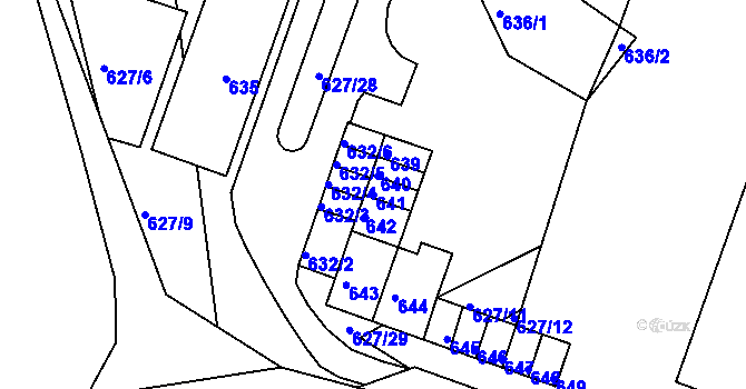 Parcela st. 641 v KÚ Jince, Katastrální mapa
