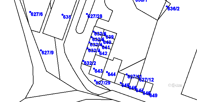 Parcela st. 642 v KÚ Jince, Katastrální mapa