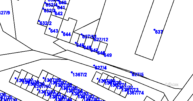 Parcela st. 648 v KÚ Jince, Katastrální mapa