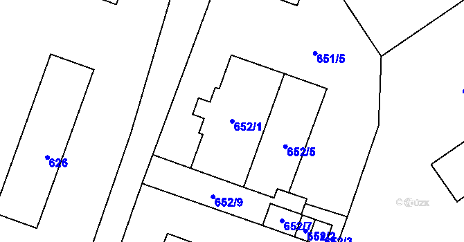 Parcela st. 652/1 v KÚ Jince, Katastrální mapa
