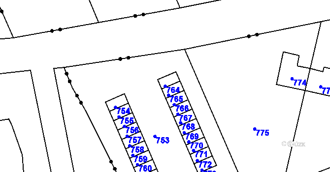 Parcela st. 764 v KÚ Jince, Katastrální mapa