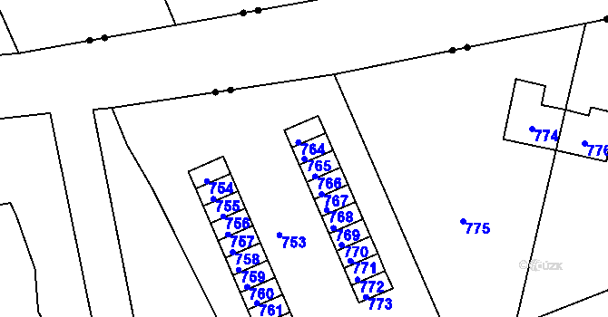Parcela st. 765 v KÚ Jince, Katastrální mapa