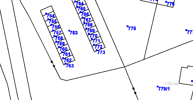 Parcela st. 773 v KÚ Jince, Katastrální mapa