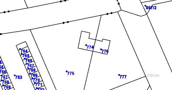 Parcela st. 774 v KÚ Jince, Katastrální mapa
