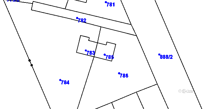 Parcela st. 785 v KÚ Jince, Katastrální mapa
