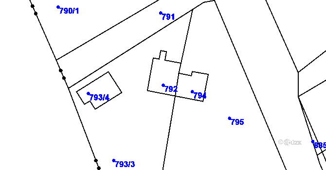 Parcela st. 792 v KÚ Jince, Katastrální mapa