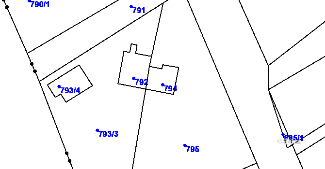 Parcela st. 794 v KÚ Jince, Katastrální mapa