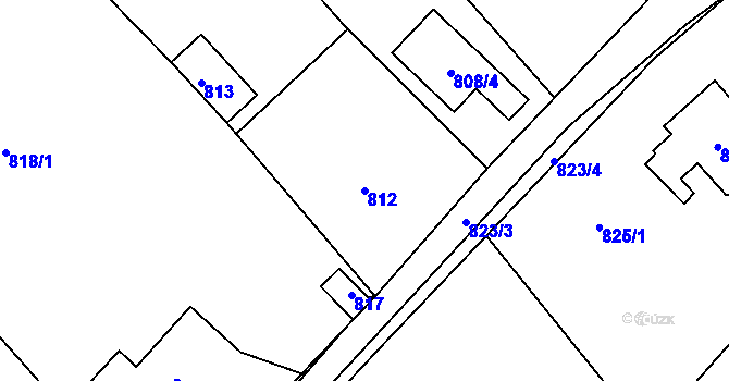 Parcela st. 812 v KÚ Jince, Katastrální mapa