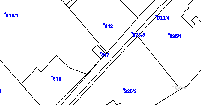 Parcela st. 817 v KÚ Jince, Katastrální mapa