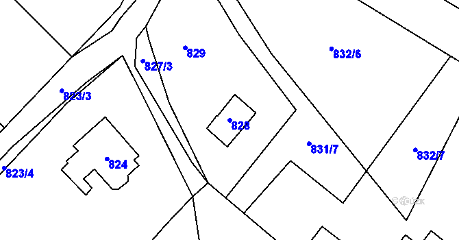 Parcela st. 828 v KÚ Jince, Katastrální mapa