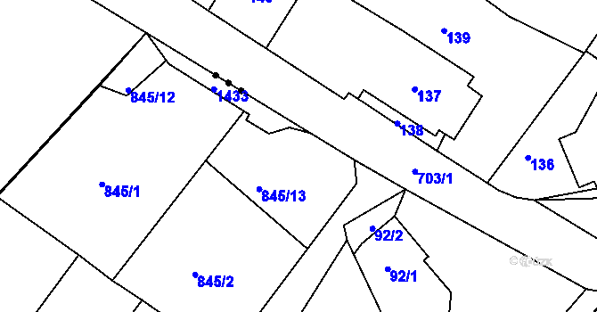 Parcela st. 845/10 v KÚ Jince, Katastrální mapa