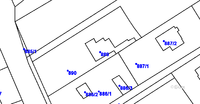 Parcela st. 889 v KÚ Jince, Katastrální mapa