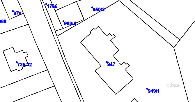 Parcela st. 947 v KÚ Jince, Katastrální mapa