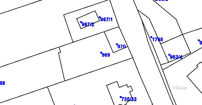 Parcela st. 969 v KÚ Jince, Katastrální mapa