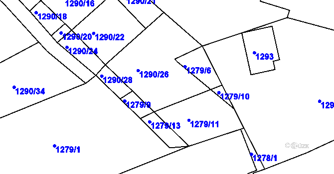 Parcela st. 1279/7 v KÚ Jince, Katastrální mapa