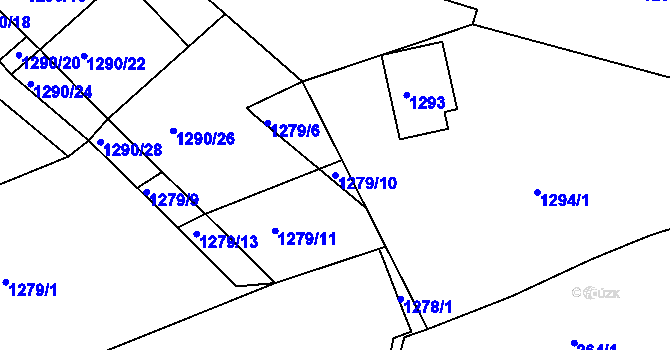 Parcela st. 1279/10 v KÚ Jince, Katastrální mapa