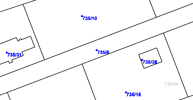 Parcela st. 735/8 v KÚ Jince, Katastrální mapa