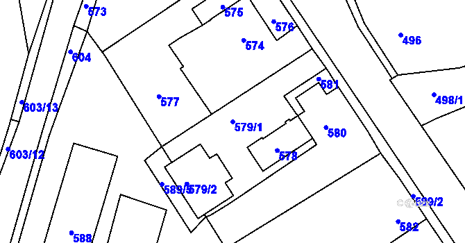 Parcela st. 579/1 v KÚ Jince, Katastrální mapa