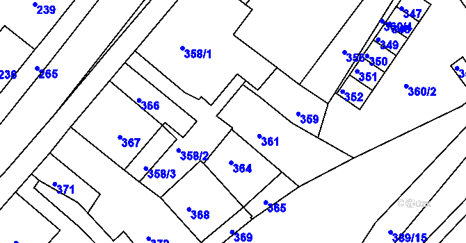 Parcela st. 358/4 v KÚ Jince, Katastrální mapa