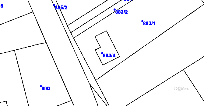 Parcela st. 883/4 v KÚ Jince, Katastrální mapa