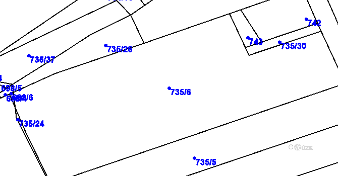 Parcela st. 735/6 v KÚ Jince, Katastrální mapa