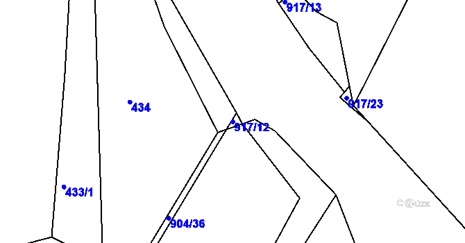 Parcela st. 917/12 v KÚ Jince, Katastrální mapa